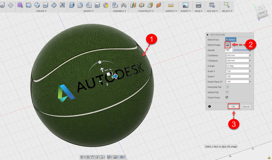 Fusion 360 tip & trick 57 ใส่รูปภาพบนผิวโค้ง